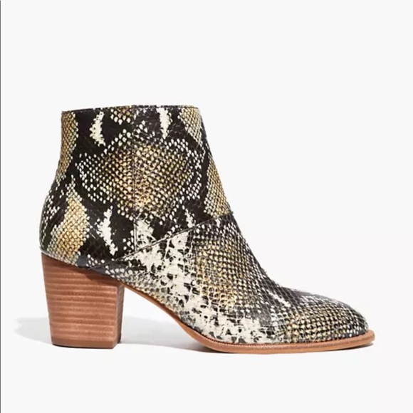 MADEWELL NWOT Taupe Brown Snake Snakeskin Leather Ankle Boots Booties Sz 7 - Picture 6 of 16